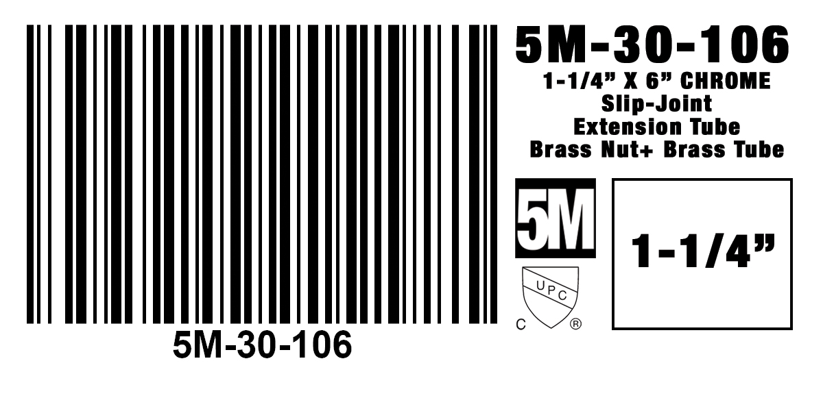 5M- EXTENSION TUBE CP, 1 1/4x6 SLIP JOINT NUT&WASHER - YZ-TB02 - 5M-30-106 - additional view