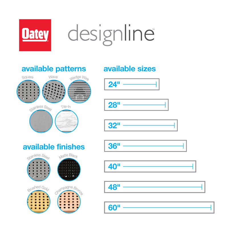 Oatey-36 IN. SS LINEAR DRAIN TILE-IN GRATE RETAIL-DLS1360R2 - additional view