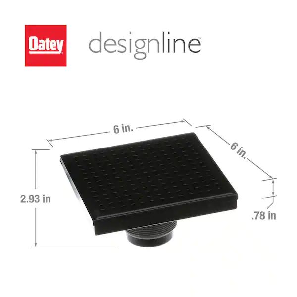 Oatey - Designline 6 in. x 6 in. Square Drain Square Grate in Matte Black - DS32060 - additional view