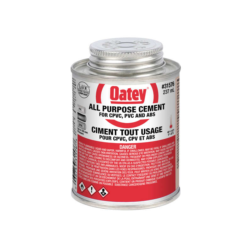 Oatey-237 ml All-Purpose ABS, PVC and CPVC Medium Body Clear Cement-31576