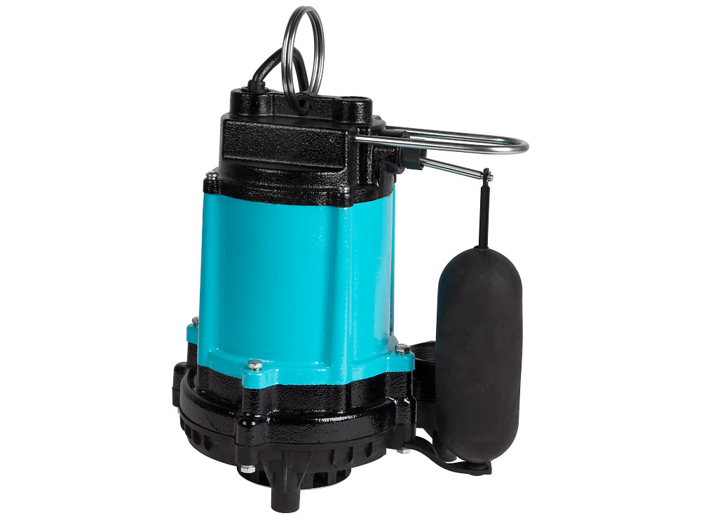 LittleGIANT- 1/2 HP Polypropylene & Cast Iron Submersible Sump Pump w/ Vertical Float Switch, 115 volt, 10' cord - 10EC-CIA-SFS - 510803
