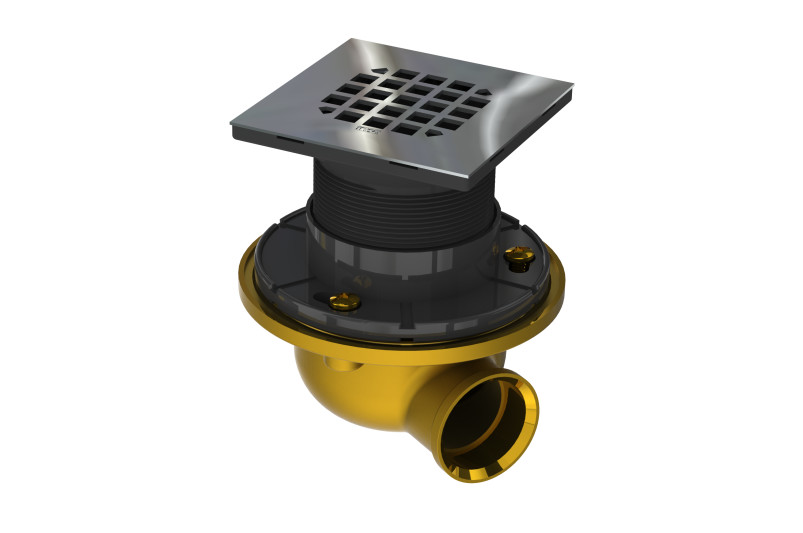 OS&B - SHOWER DRAIN BRASS SIDE OUT SQUARE GRATE SS - SD480-SS