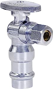 5M - 1/2" Press Fit x 3/8" OD, 1/4 TURN ANGLE STOP VALVE w/Zinc handle - 5M-PFV1238-A - variation