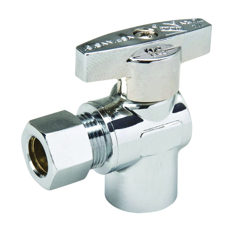 1/4 Turn Angle Stop VALVE w/ABS Straight Handle -1/4" Comp. X 1/2" Sweat - variation