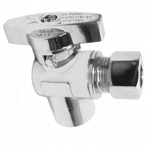 1/4 Turn Angle Stop VALVE w/ABS Straight Handle -3/8" Comp. X 1/2" Sweat-5M-STW3812-A - variation